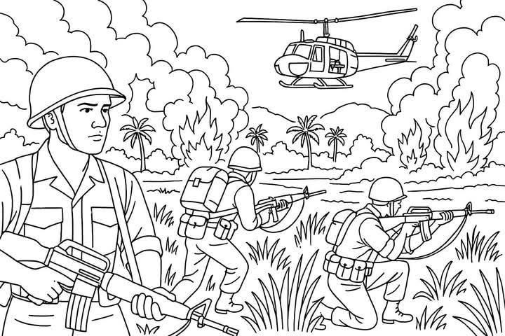 Tranh tô màu 30/4 1/5 cho bé tập tô