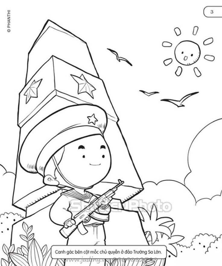 Tranh tô màu 30/4 1/5 cho bé tập tô