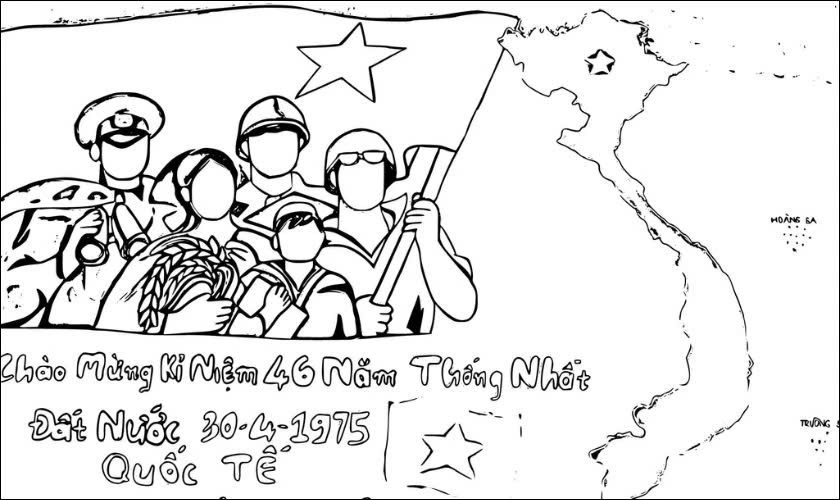 Tranh tô màu 30/4 1/5 cho bé tập tô