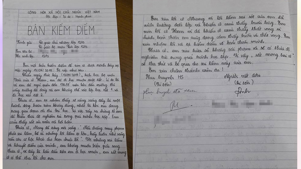 Những trường hợp học sinh cấp 2 thường phải viết bản kiểm điểm