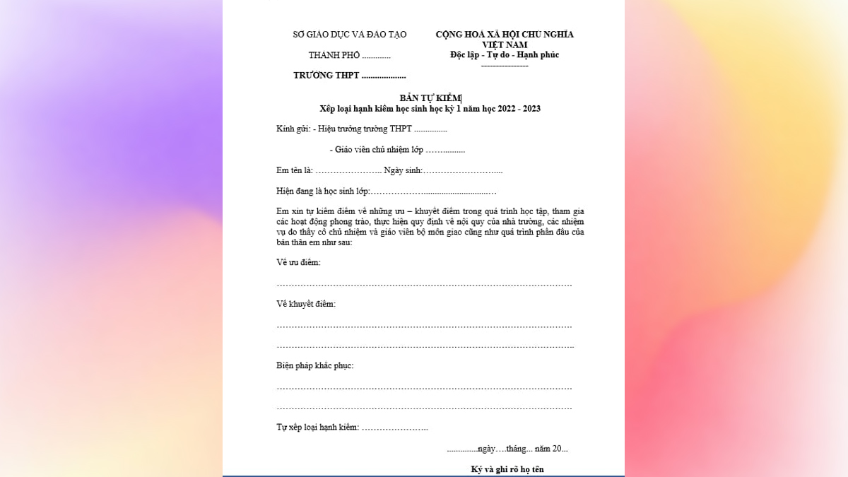 Cách viết bản kiểm điểm cấp 2 nói chuyện