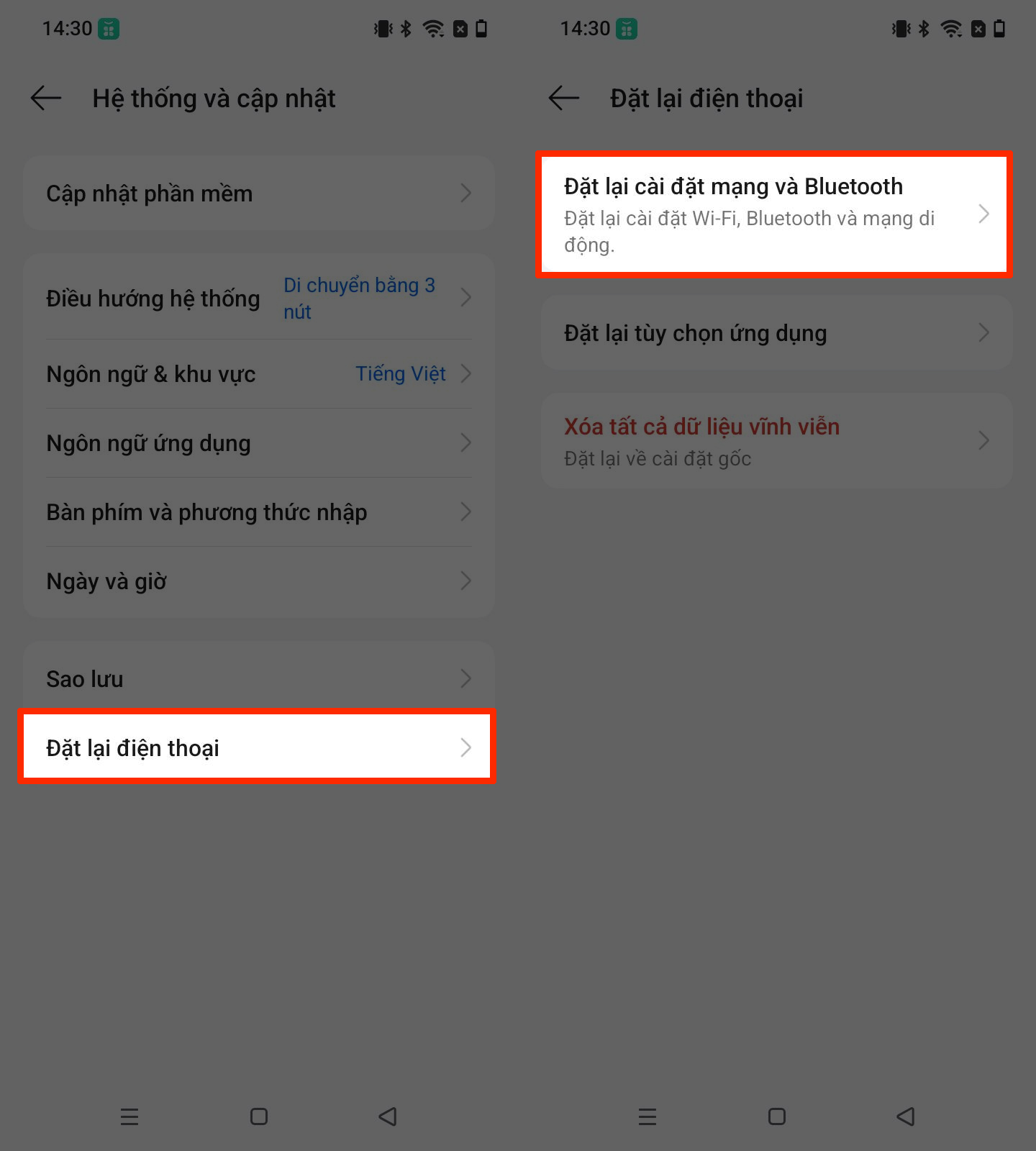 Đặt lại cài đặt mạng
