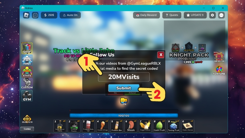 Nhấn Submit để hoàn tất quá trình nhận quà