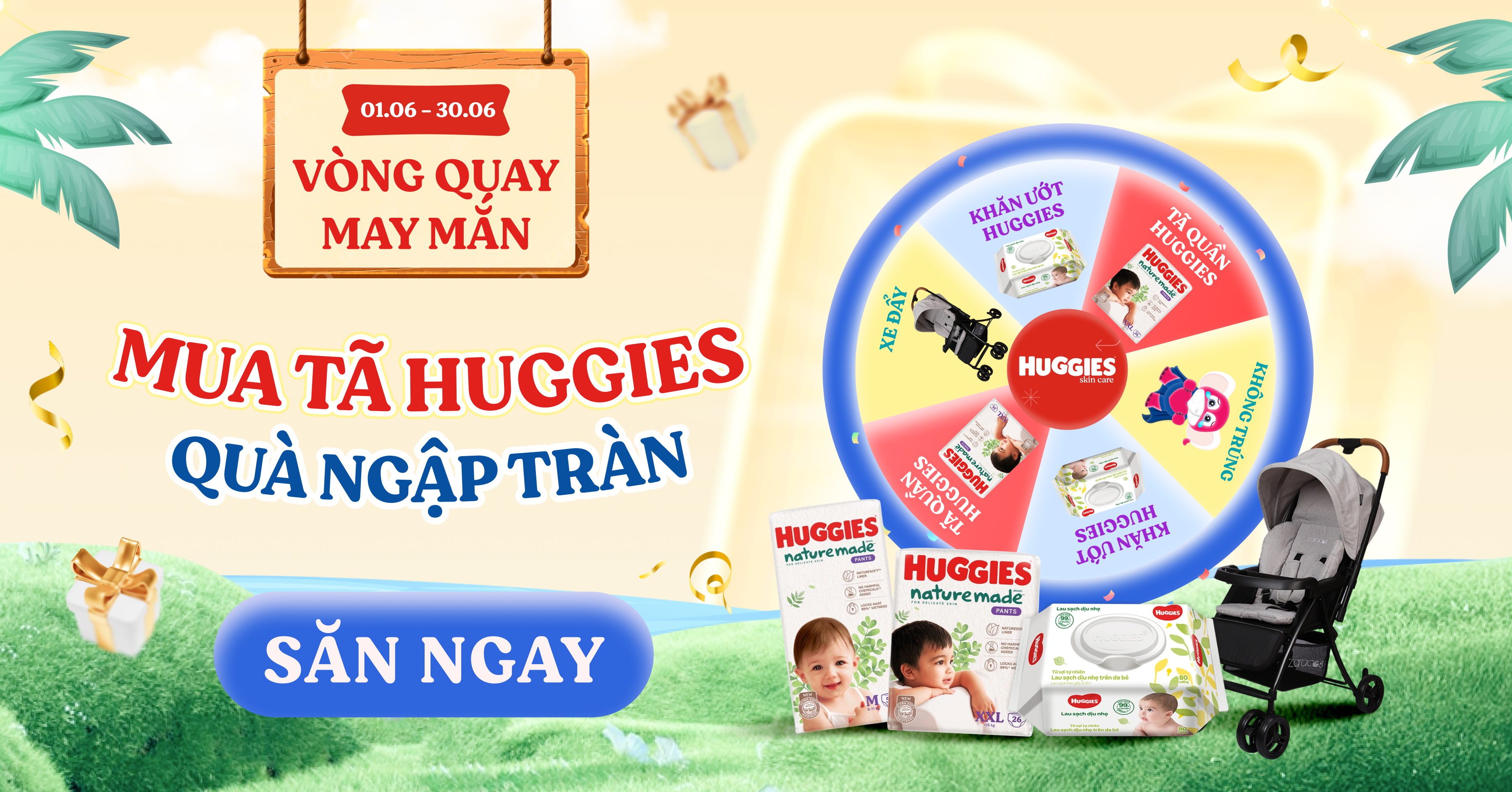Vòng quay may mắn - Mua tã Huggies quà ngập tràn