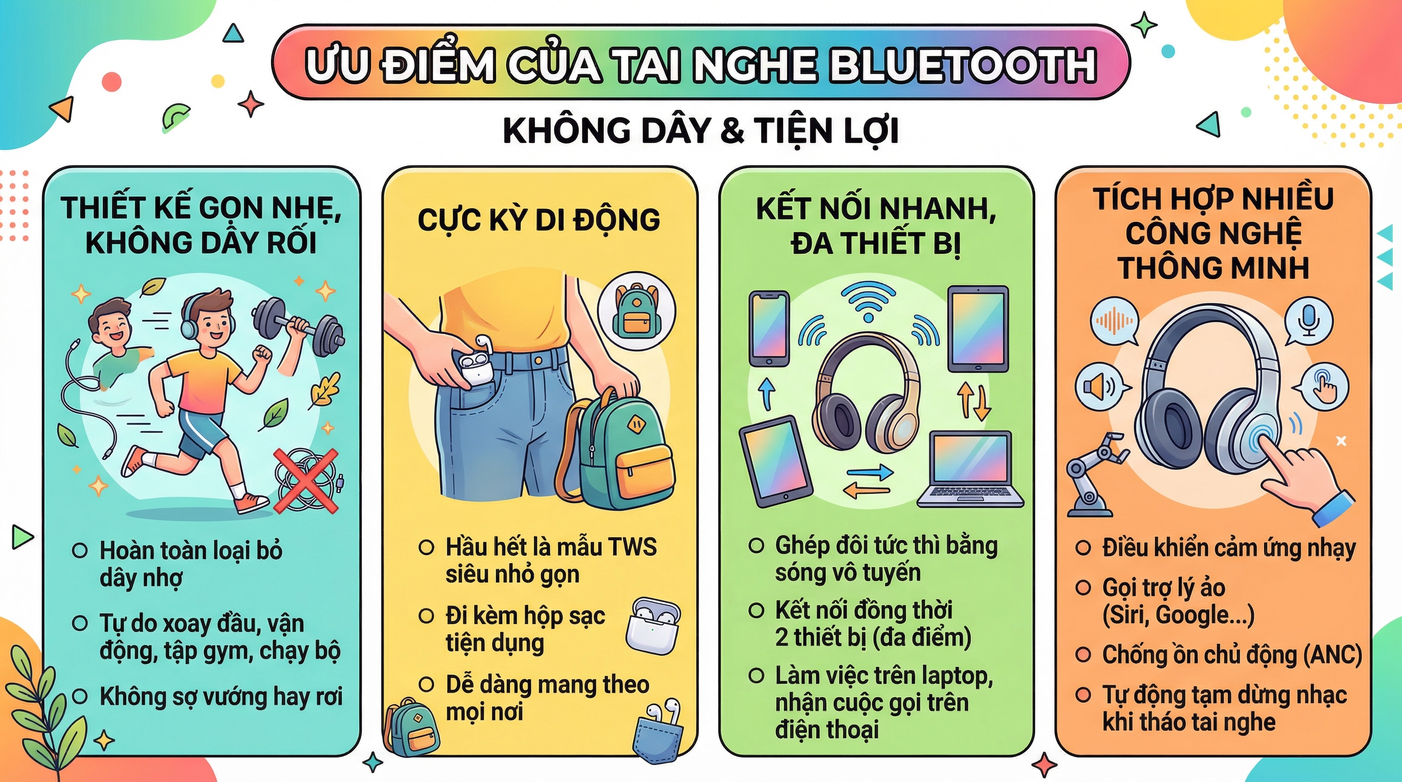Ưu điểm của Tai nghe Bluetooth