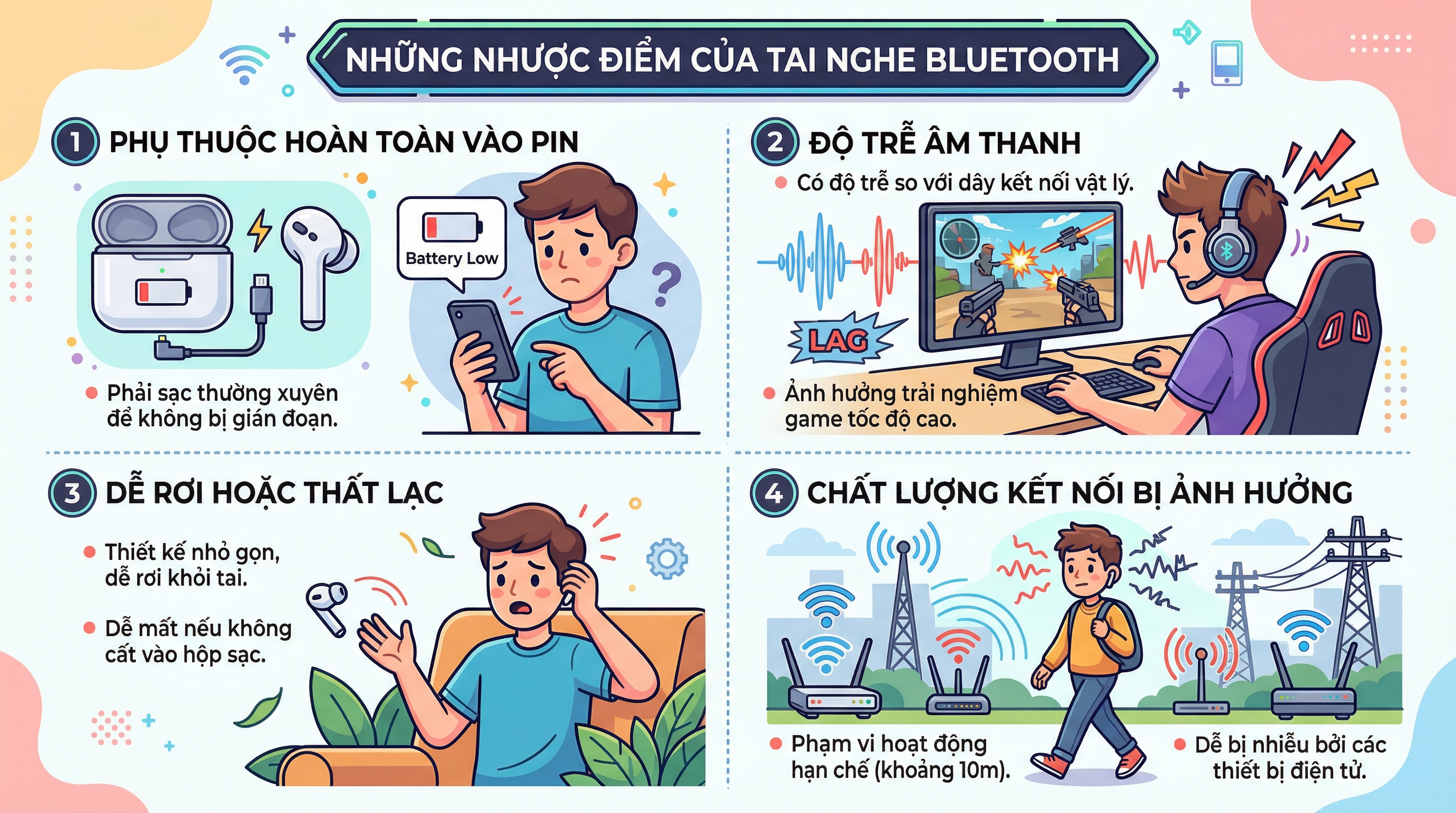 Nhược điểm của tai nghe bluetooth