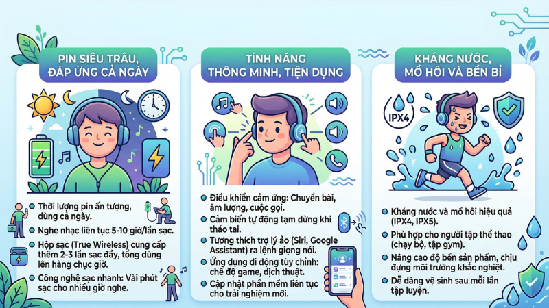 Tiện ích của tai nghe bluetooth