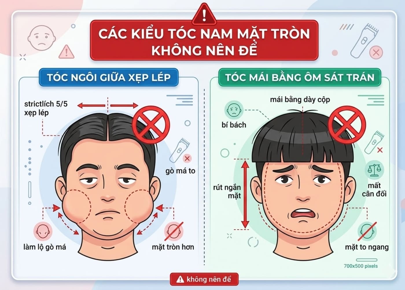 Các kiểu tóc nam mặt tròn không nên để