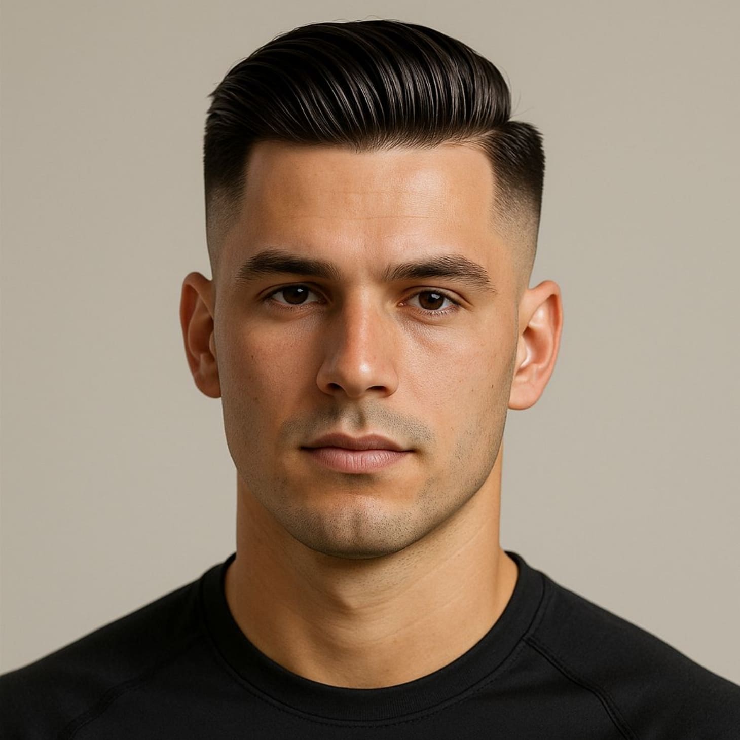 Tóc slicked back hiện đại tạo độ phồng tự nhiên cho nam mặt tròn