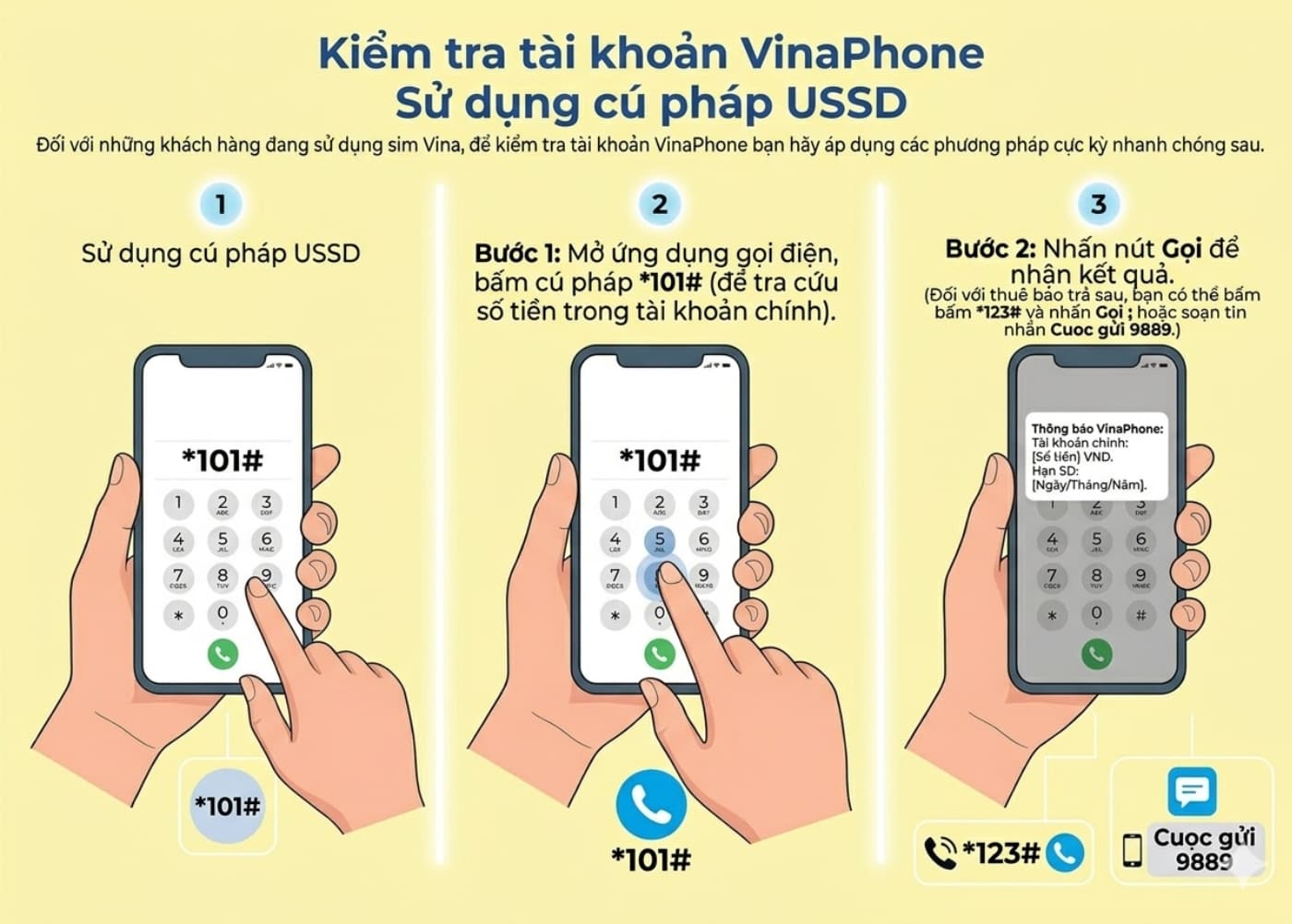 Cách kiểm tra tiền điện thoại mạng Vinaphone
