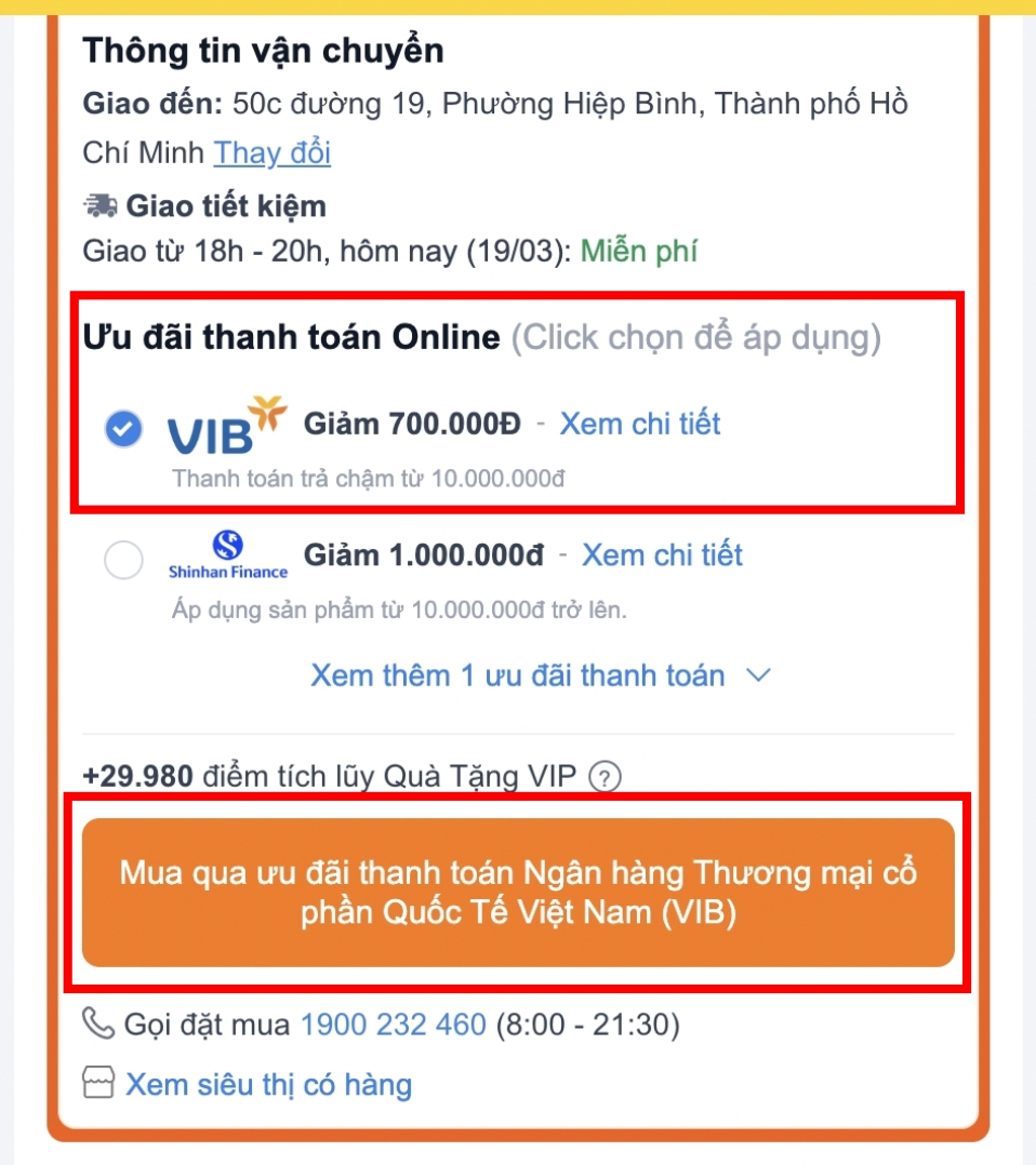 Thanh toán qua thẻ tín dụng VIB giảm ngay 700.000Đ cho đơn hàng mua trả chậm từ 10.000.000Đ tại hệ thống Điện máy XANH Thanh toán qua thẻ tín dụng VIB giảm ngay 700.000Đ cho đơn hàng mua trả chậm từ 10.000.000Đ tại hệ thống Điện máy XANH