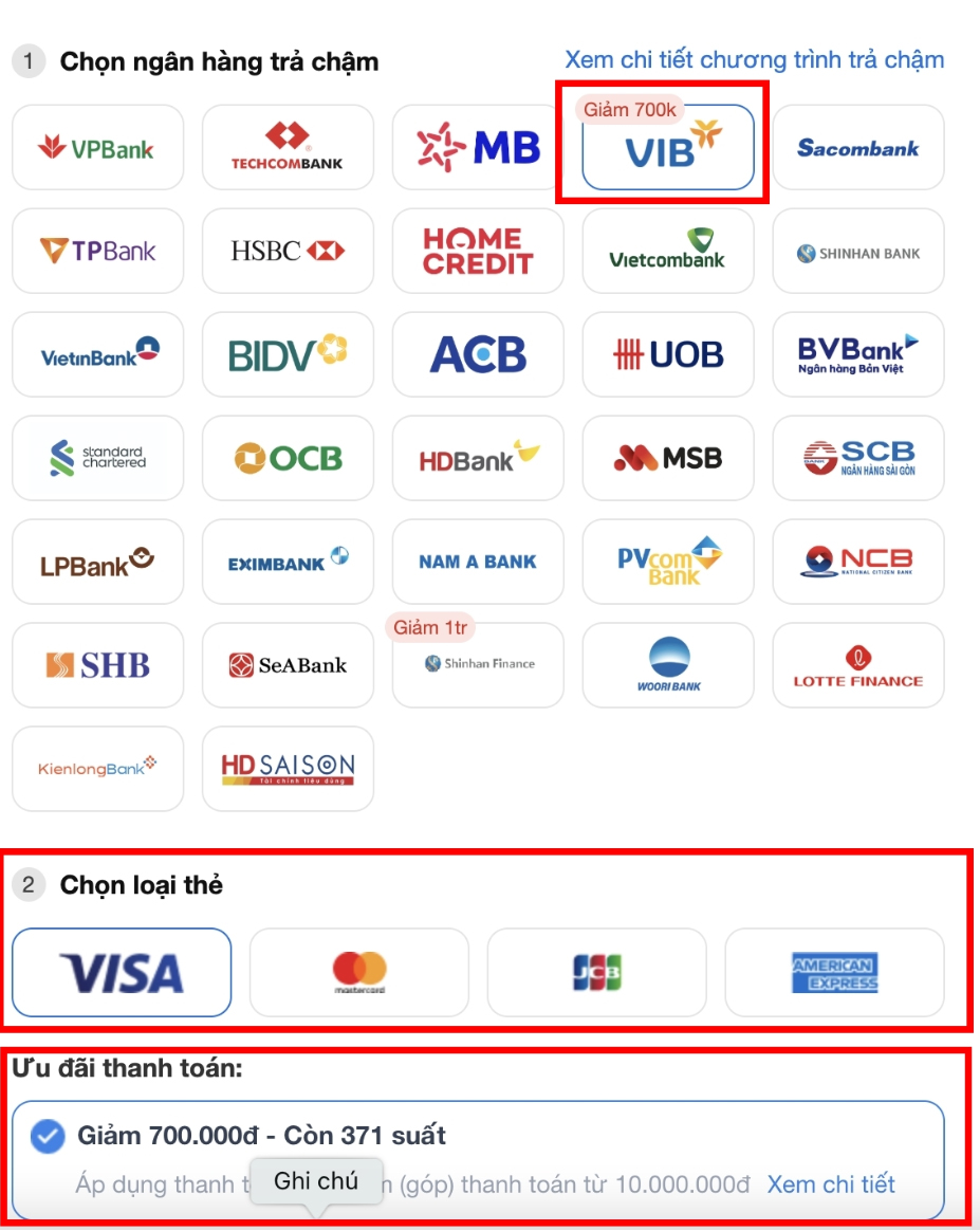 Thanh toán qua thẻ tín dụng VIB giảm ngay 700.000Đ cho đơn hàng mua trả chậm từ 10.000.000Đ tại hệ thống Điện máy XANH Thanh toán qua thẻ tín dụng VIB giảm ngay 700.000Đ cho đơn hàng mua trả chậm từ 10.000.000Đ tại hệ thống Điện máy XANH