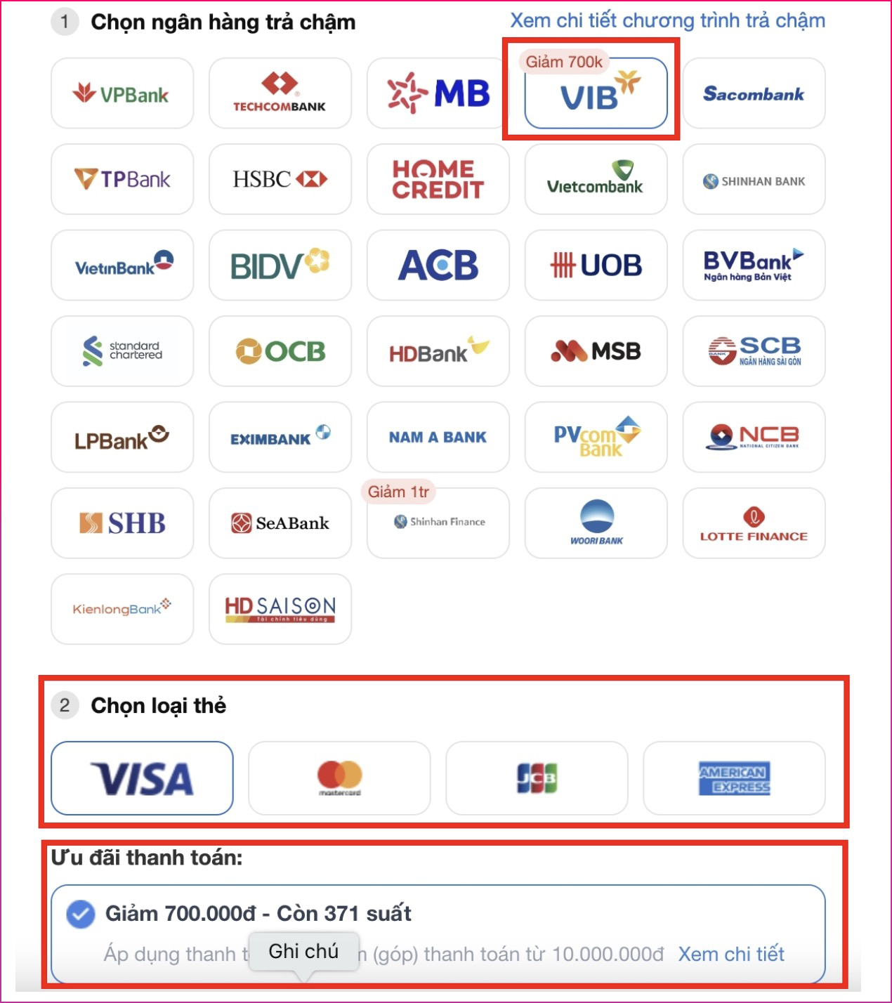 Mua hàng tại TGDĐ: Thanh toán qua thẻ tín dụng VIB giảm 700K cho đơn hàng thanh toán từ 10 triệu
