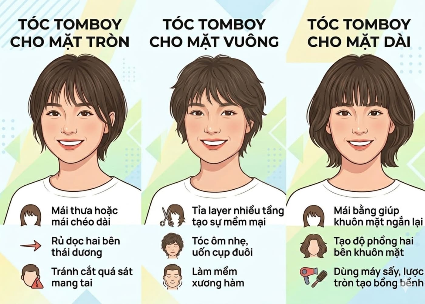 Cách chọn kiểu tóc tomboy hợp từng khuôn mặt