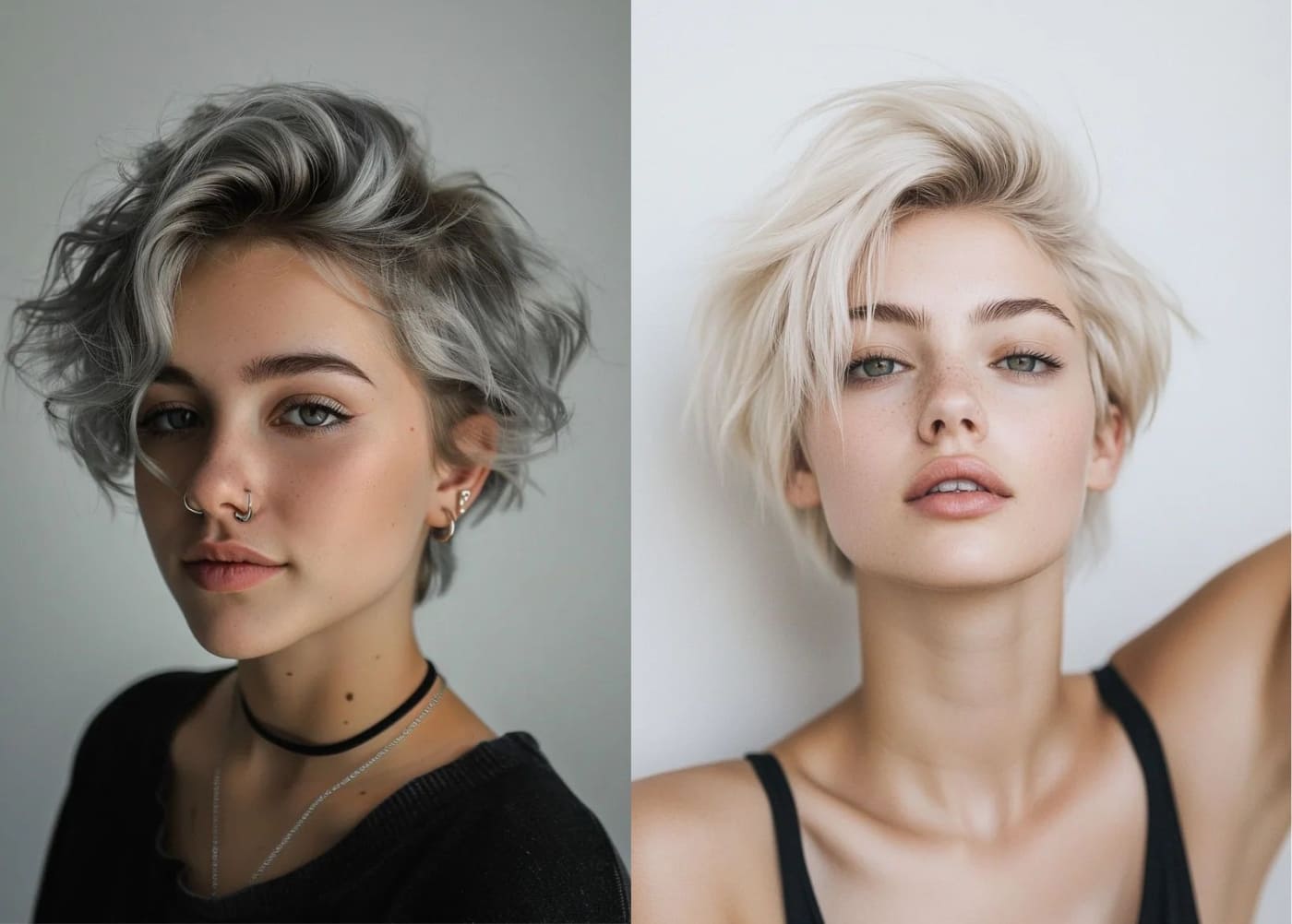 Tóc tomboy nhuộm màu khói và bạch kim sang trọng