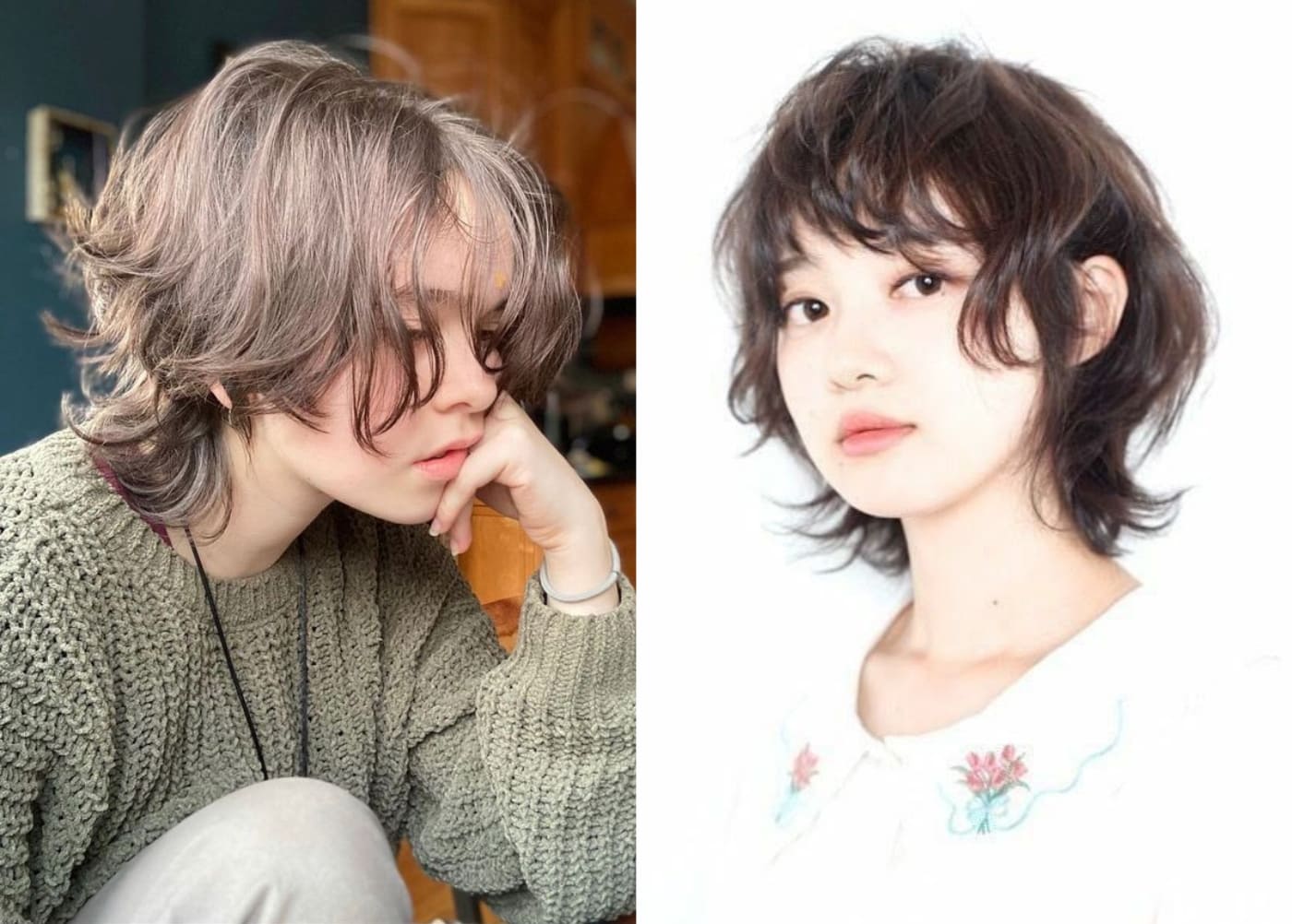 Tóc tomboy Mullet uốn xoăn nhẹ phần đuôi