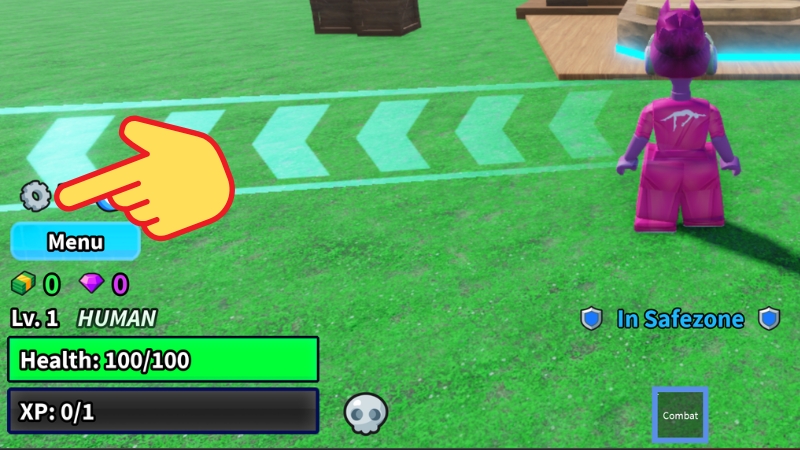 Vào game và chọn biểu tượng bánh răng cưa (Settings)