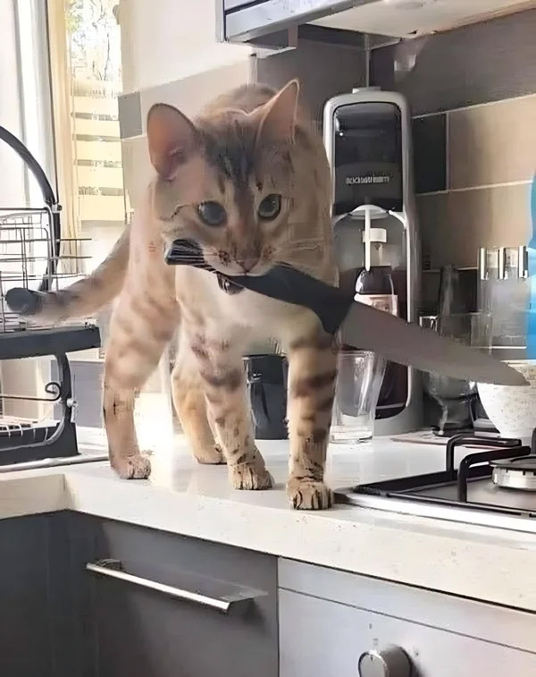 Loạt meme mèo cầm đạo cụ tác động vật lý hài hước, dùng để cà khịa bạn bè siêu hiệu quả