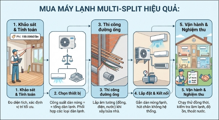 Quy trình mua và lắp đặt điều hoà Multi