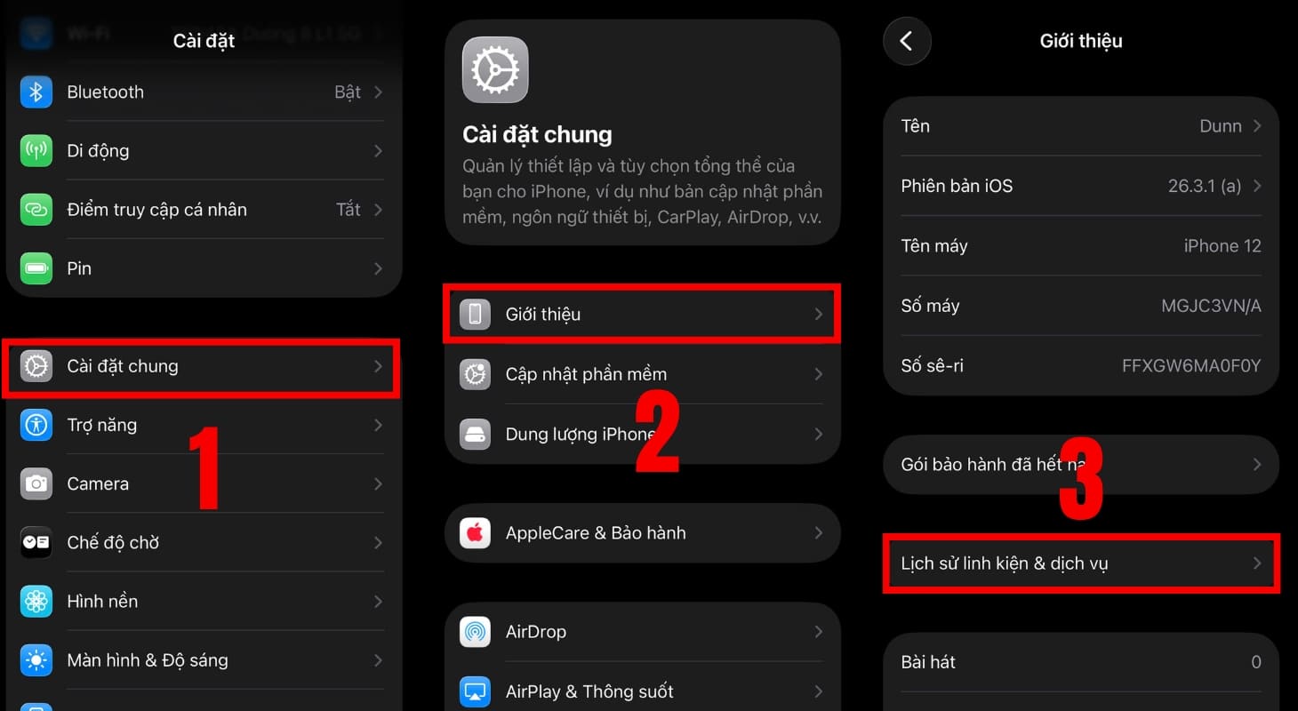 Kiểm tra pin iPhone đã thay chưa qua phần Lịch sử linh kiện & Dịch vụ Kiểm tra pin iPhone đã thay chưa qua phần Lịch sử linh kiện & Dịch vụ