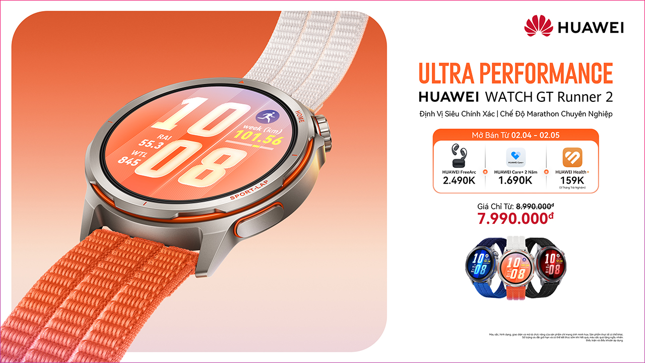 Hotsale mở bán đồng hồ HUAWEI Watch GT Runner 2, giảm ngay 1 triệu, còn tặng tai nghe HUAWEI FreeArc hơn 2 triệu Hotsale mở bán đồng hồ HUAWEI Watch GT Runner 2, giảm ngay 1 triệu, còn tặng tai nghe HUAWEI FreeArc hơn 2 triệu