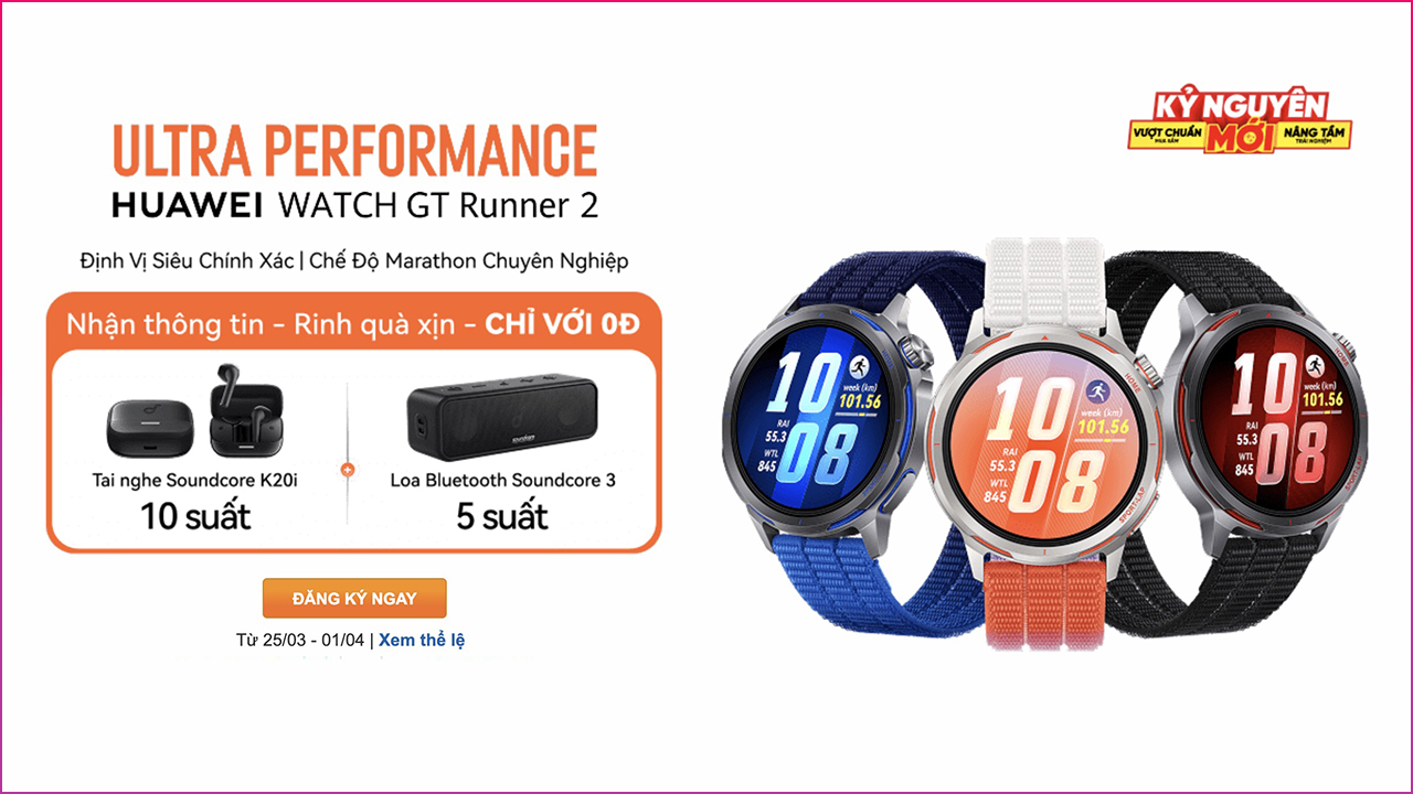 Nhận thông tin HUAWEI Watch GT Runner 2, cơ hội trúng loa Soundcore 3 và tai nghe Soundcore K20i Nhận thông tin HUAWEI Watch GT Runner 2, cơ hội trúng loa Soundcore 3 và tai nghe Soundcore K20i