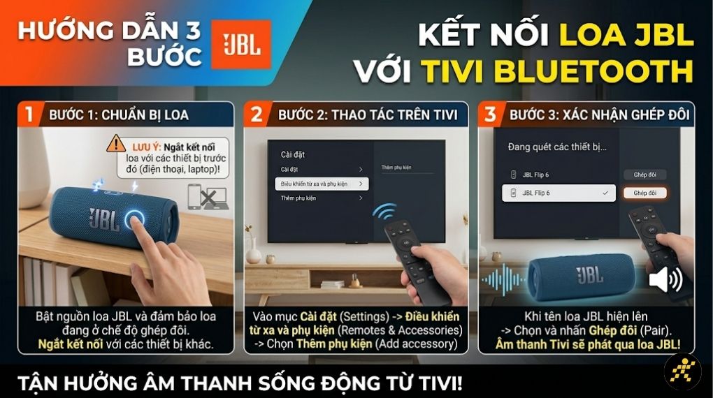 C&aacute;ch kết nối loa JBL với Tivi