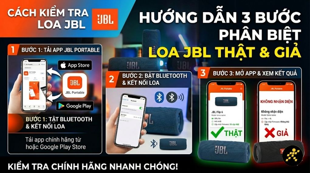 C&aacute;ch ph&acirc;n biệt loa JBL thật giả qua app