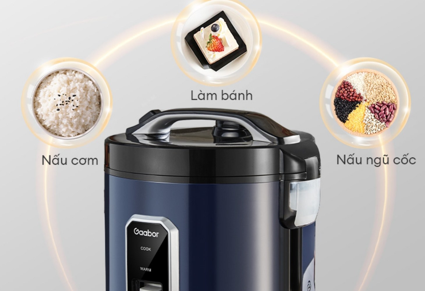 Nồi cơm nắp gài Gaabor 2.2 lít RC50M-BE01A có đa dạng chế độ nấu