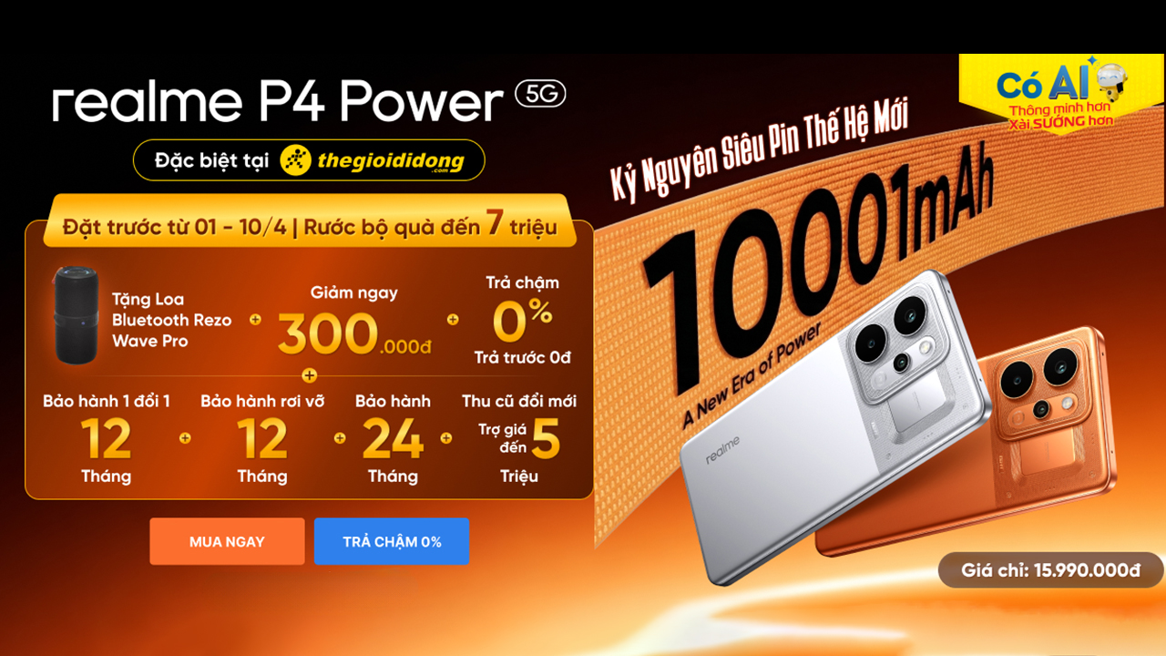 Đặt trước ngay realme P4 Power 5G, nhận bộ quà tặng đến 7 triệu, có loa bluetooth xịn