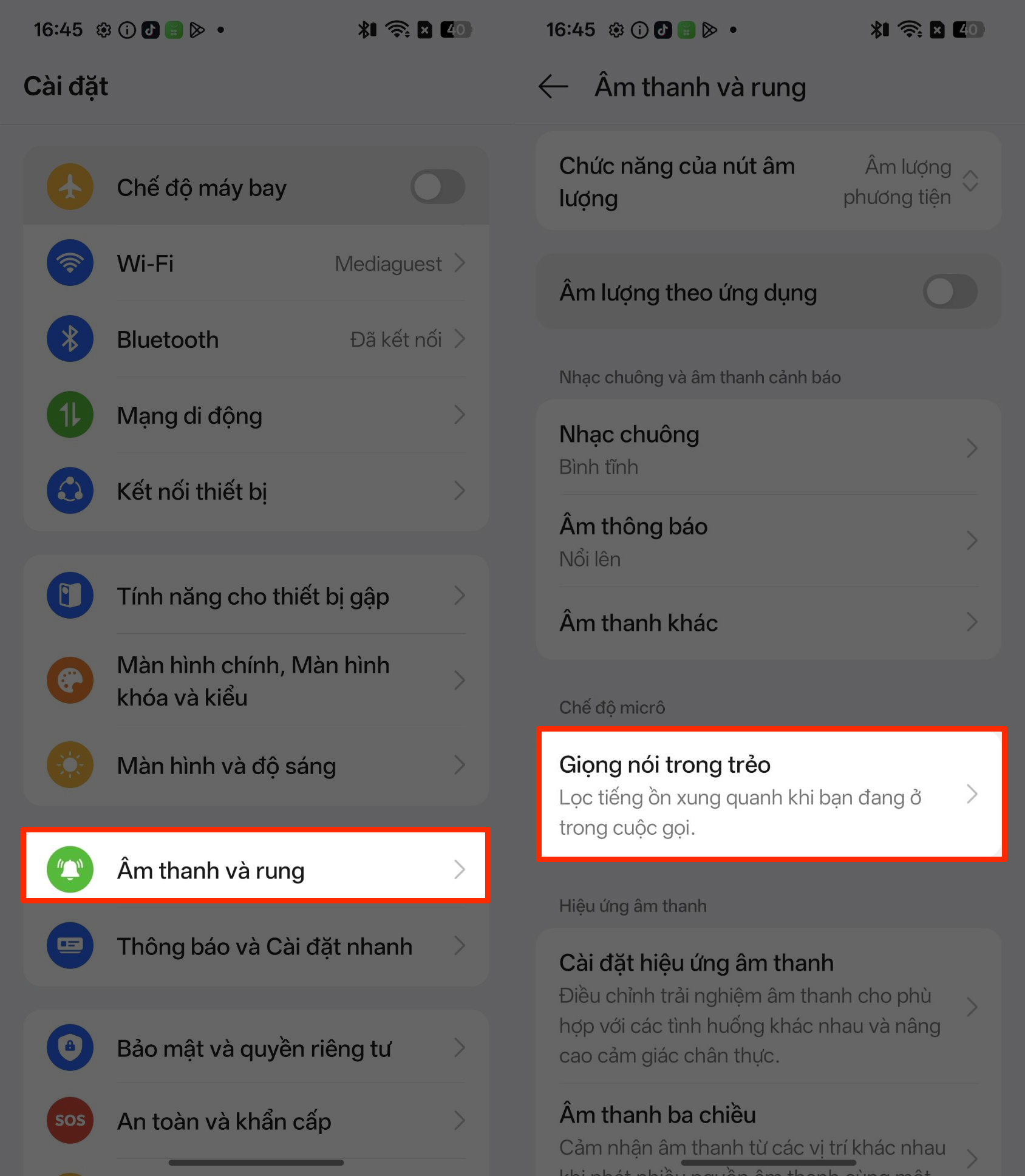 Cách bật lọc tiếng ồn cuộc gọi trên OPPO Find N6