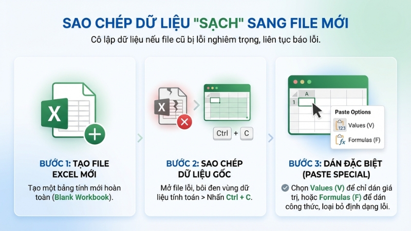 Sao ch&eacute;p dữ liệu "sạch" sang tệp ho&agrave;n to&agrave;n mới