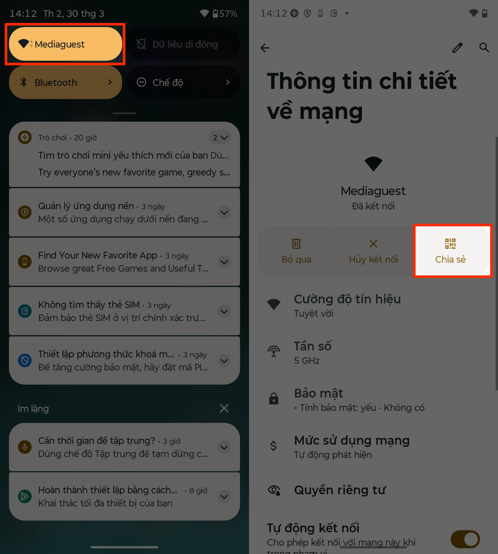 Cách chia sẻ Wi-Fi trên motorola G57 Power