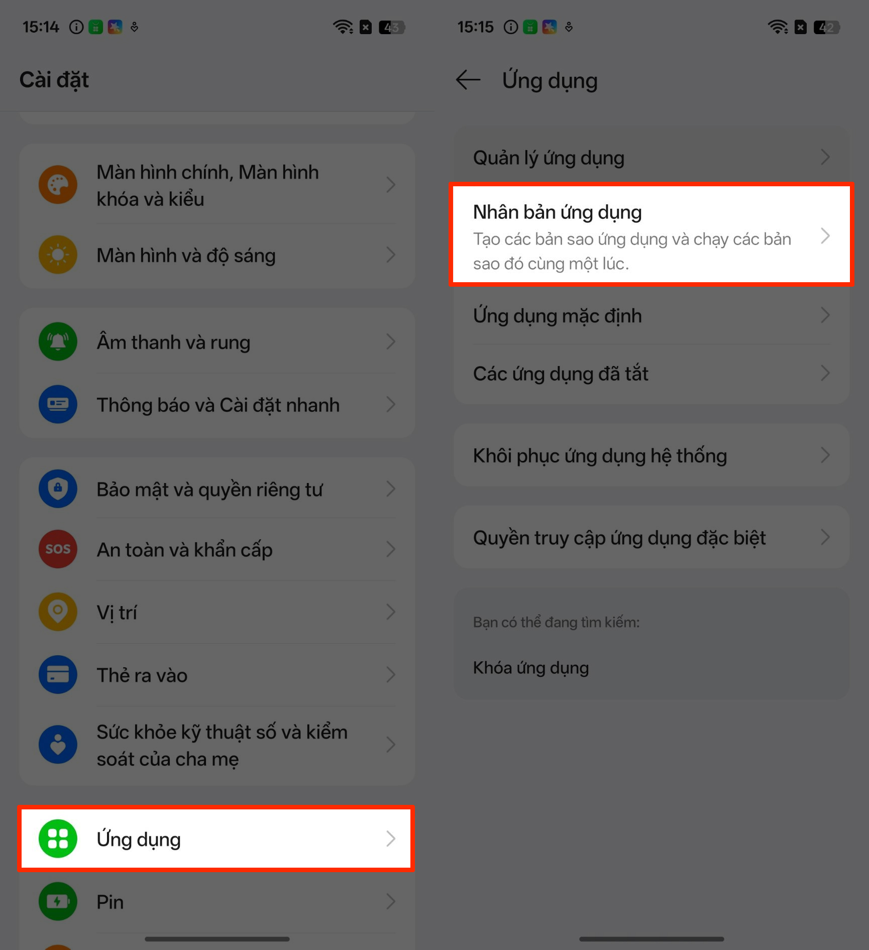Cách nhân bản ứng dụng trên realme P4 Power