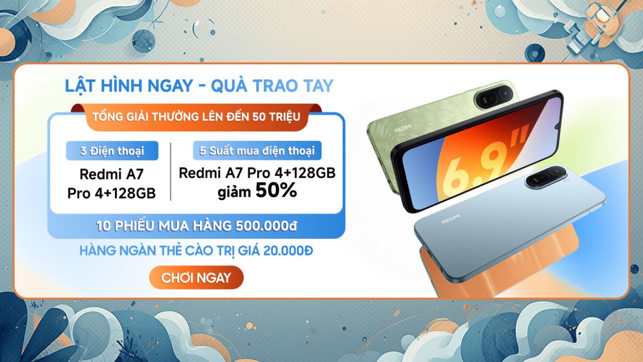 Tham gia minigame cơ hội trúng Redmi A7 Pro miễn phí, còn có 5 suất mua máy giảm đến nửa giá