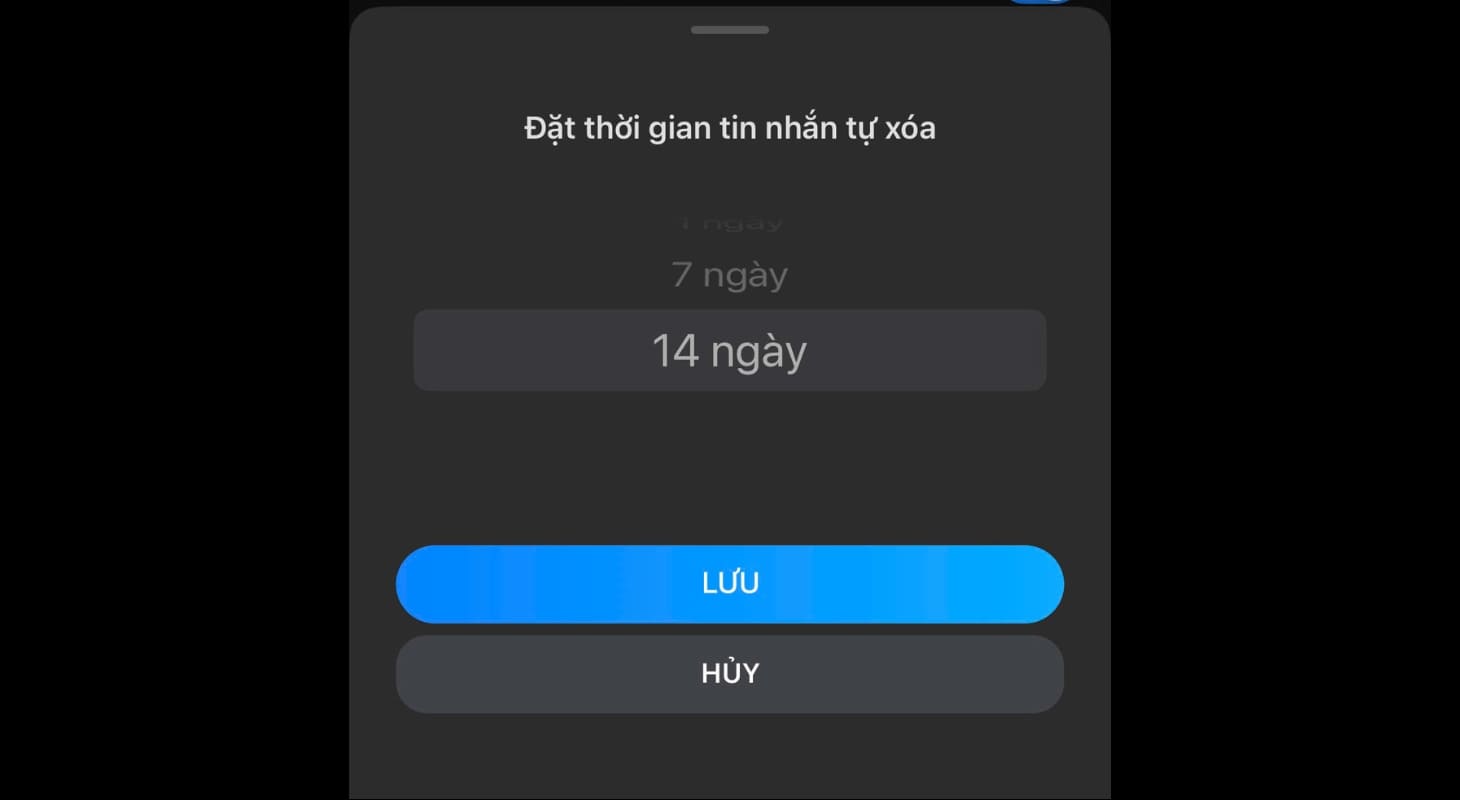 Bạn có thể thiết lập tự động xóa tin nhắn trước 14 ngày 