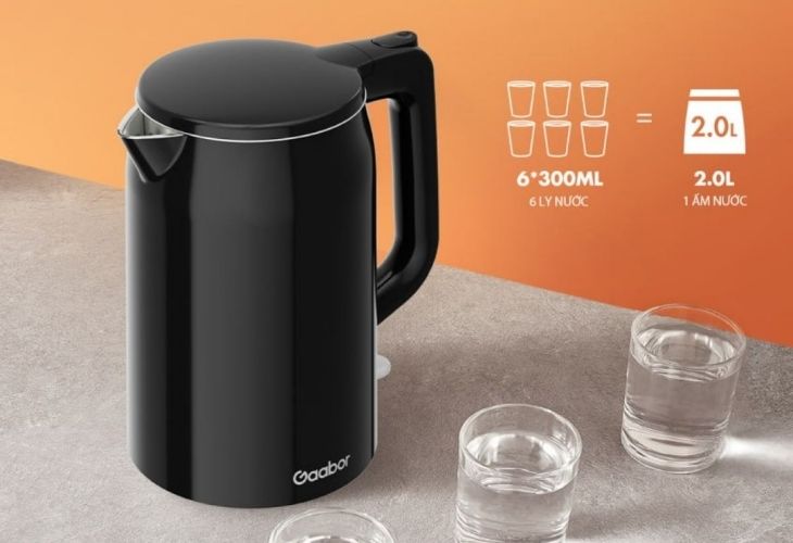 Bình đun siêu tốc Gaabor 2 lít EK-20M01A Bình đun siêu tốc có dung tích 2 lít, công suất mạnh mẽ 1800W giúp đun sôi nước nhanh chóng, tiết kiệm thời gian