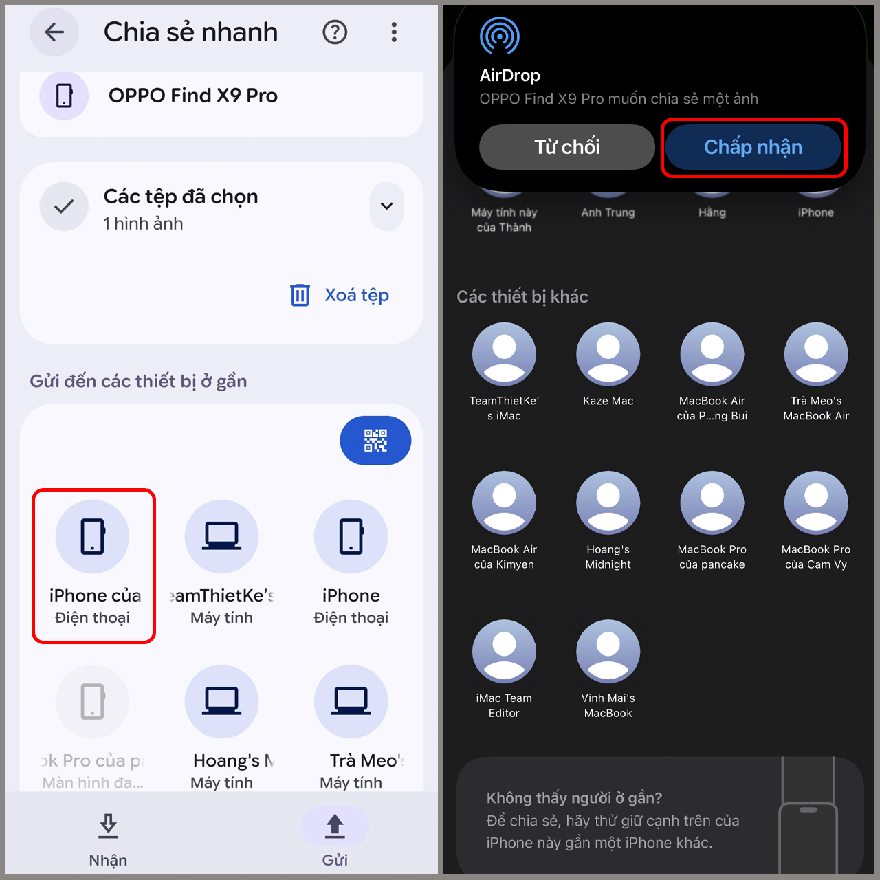 Cách AirDrop từ iPhone sang OPPO