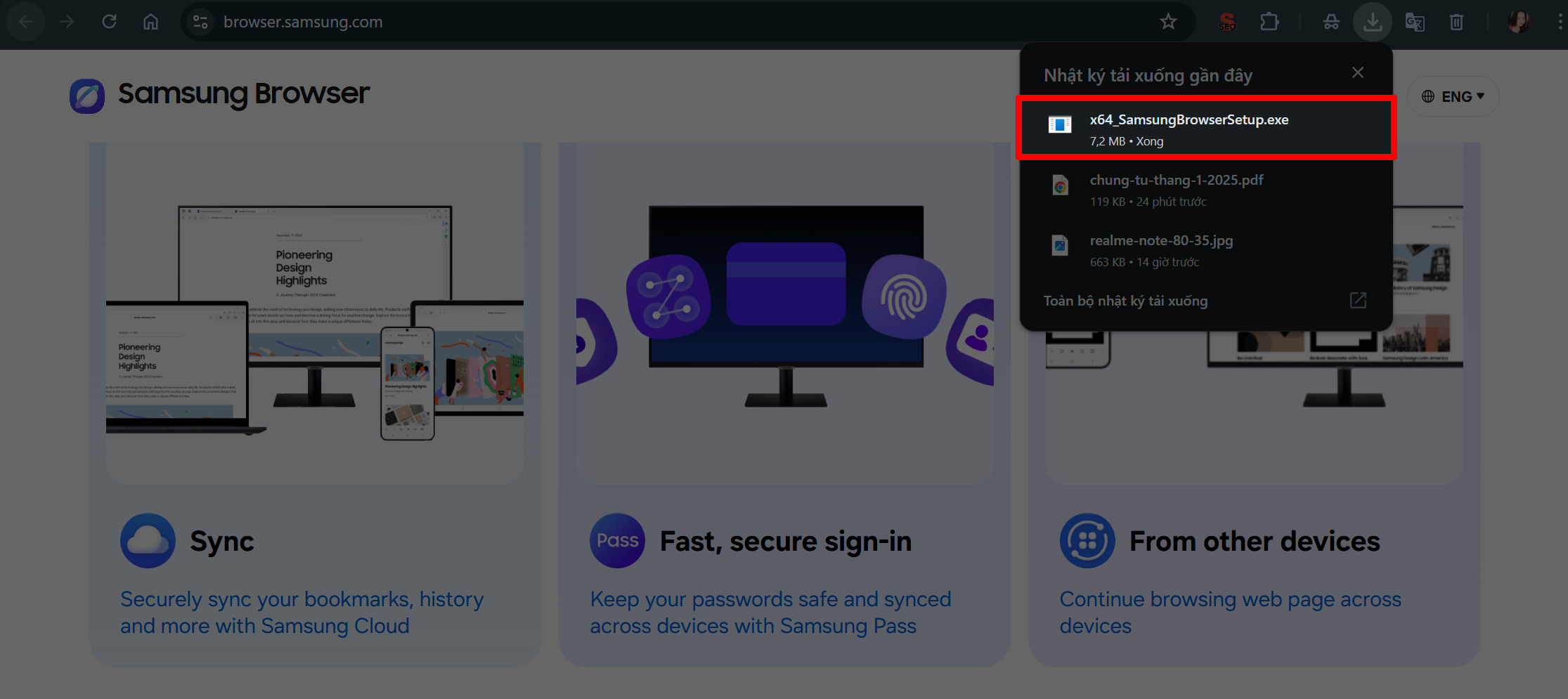 Cách tải và sử dụng Samsung Browser trên máy tính 