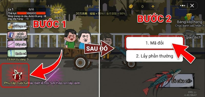 Nhấn vào biểu tượng hộp quà màu đỏ và nhấn Mã đổi