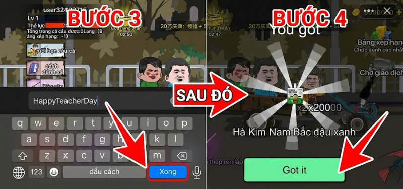 Nhấn nút Xong để dùng code