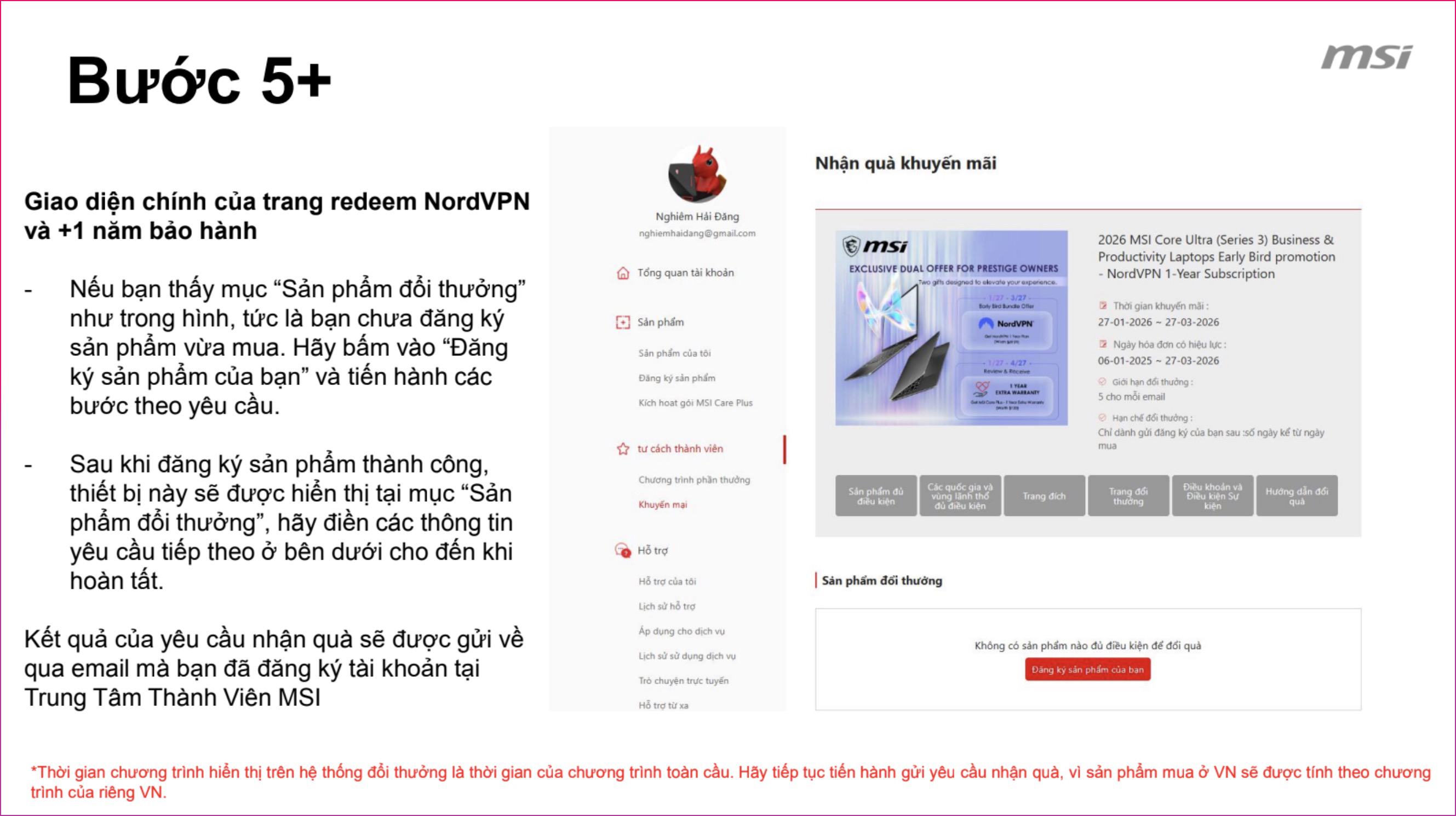 Cách thức nhận quà