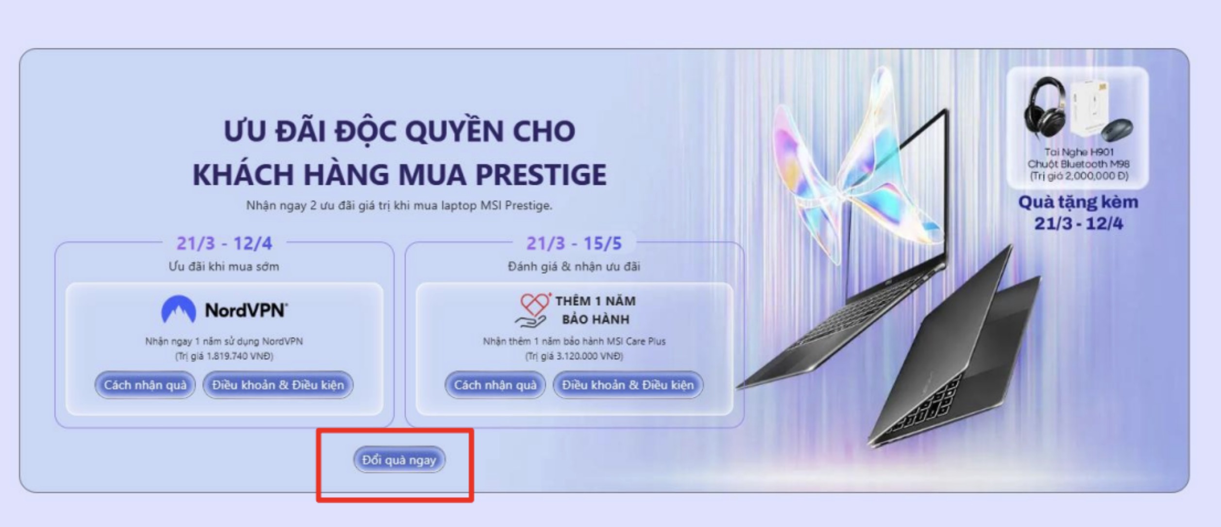 Cách thức nhận quà