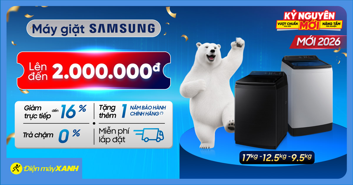Chương trình khuyến mãi: Tặng thêm 1 năm bảo hành cho dòng máy giặt cửa trên Samsung WA40 thế hệ mới 2026 Chương trình khuyến mãi: Tặng thêm 1 năm bảo hành cho dòng máy giặt cửa trên Samsung WA40 thế hệ mới 2026