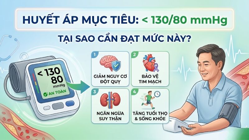 V&igrave; sao cần đạt huyết &aacute;p mục ti&ecirc;u dưới mức 130/80 mmHg ?