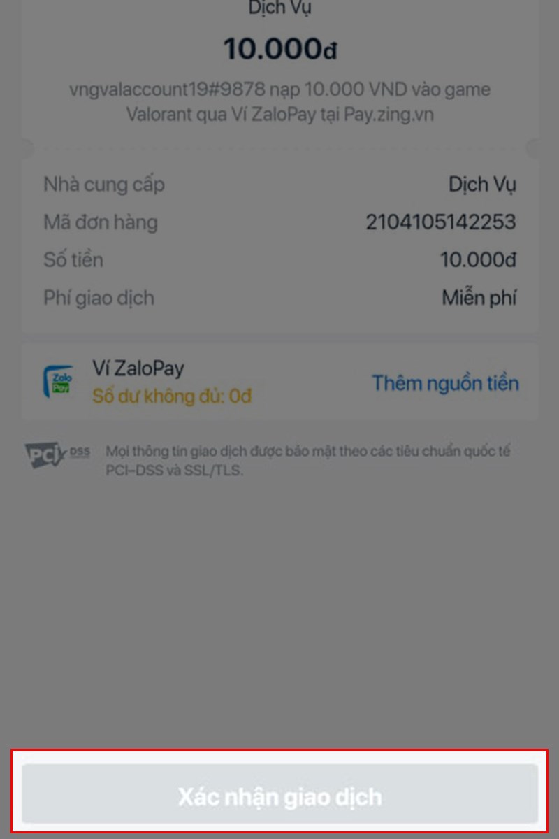 Xác nhận giao dịch