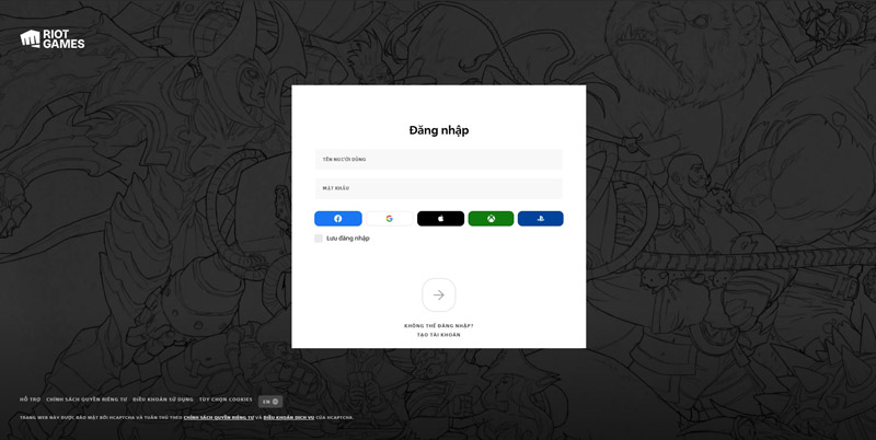 Đăng nhập bằng tài khoản Riot ID của bạn