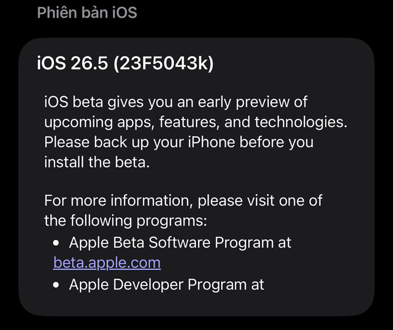 Thông tin phiên bản