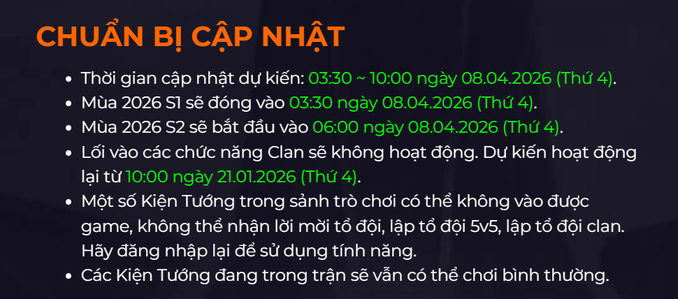 Cách cập nhật Liên Quân Mobile mùa S2 2026 Cách cập nhật Liên Quân Mobile mùa S2 2026