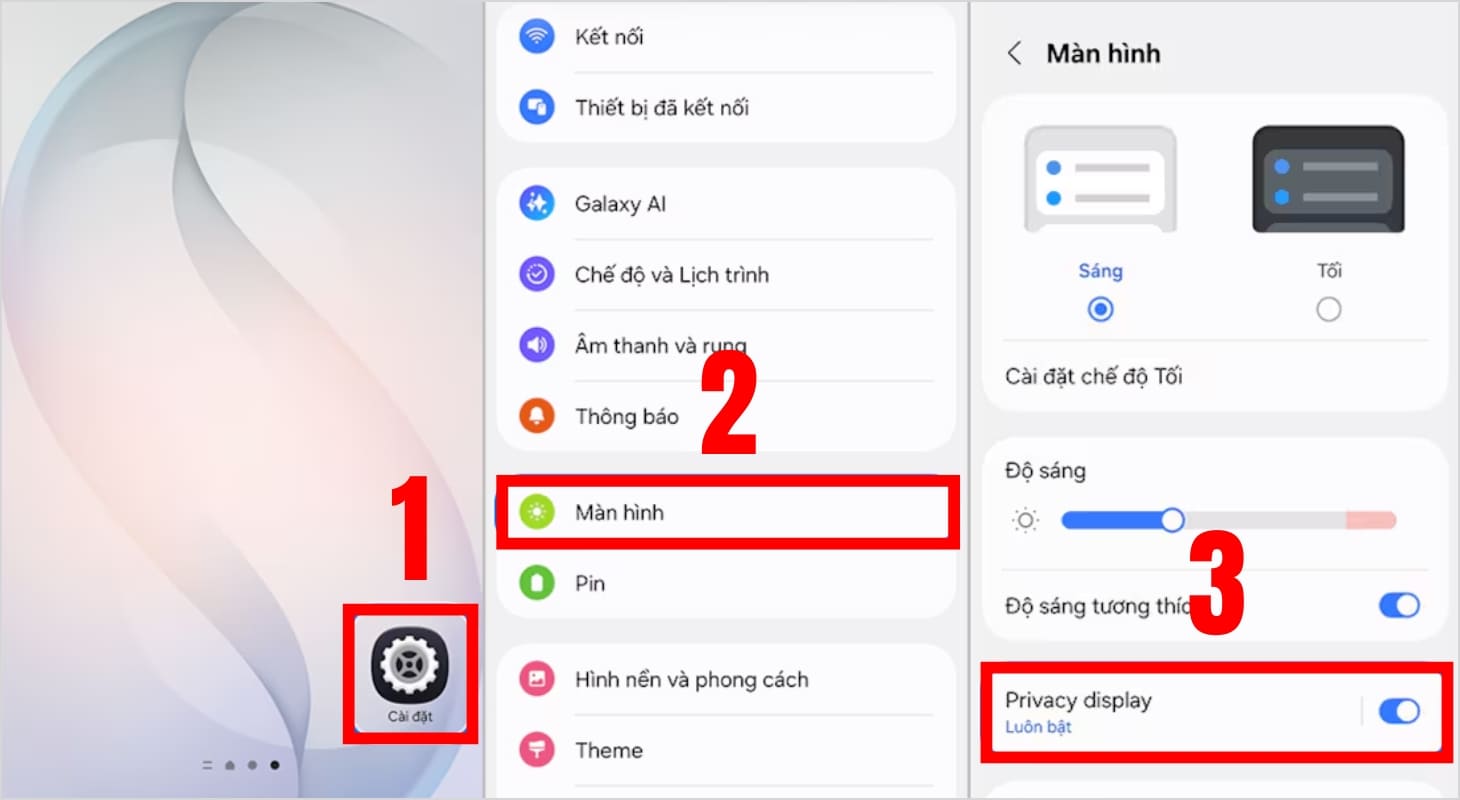 Cách bật Privacy Display trong phần Cài đặt Cách bật Privacy Display trong phần Cài đặt